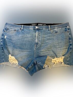 torrid Blue Distressed Denim Shorts